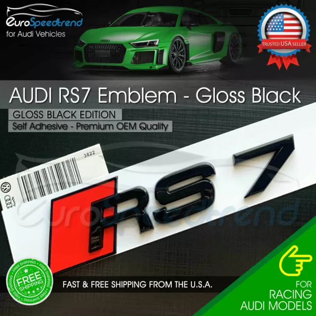 Audi RS7 Gloss Black Emblem 3D Badge Rear Trunk Tailgate fit Audi RS7 A7 S7 Logo