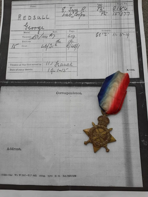 Medaglia Riproduzione 1914-15 Star – Prima Guerra Mondiale, Forze Britanniche, Full Size Con Nastro