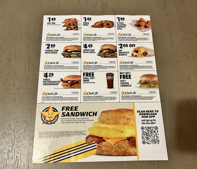 Carls Jr Coupons exp 10-31-23