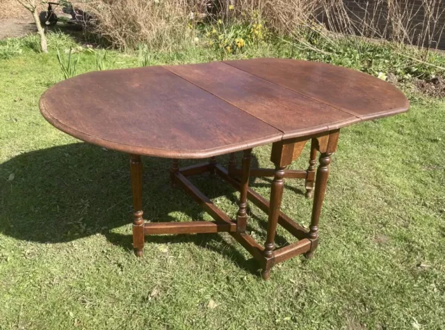 Vintage Oak Space Saver Drop Leaf Oval 4-6 Seater Gate Leg Dining Table #M 2