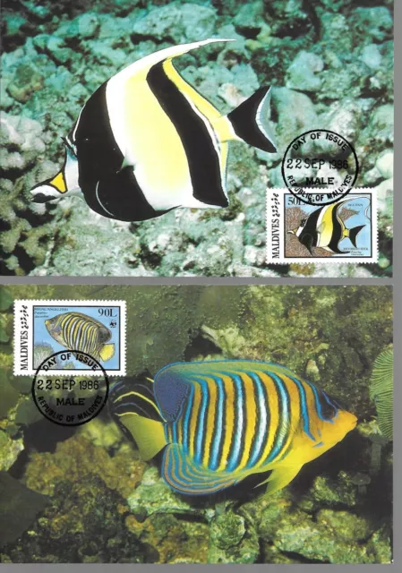 1986  Maldives  -  Wwf   -  Fish  -  Sg: 1183 / 1185 + 1187  On Maxi Cards