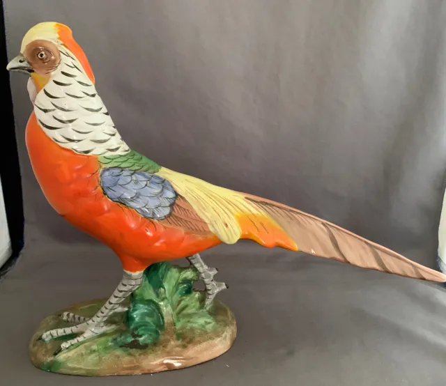 KB Italy Vintage Ceramic 8” Bird Pheasant Figurine 1496/625 Italian Pottery