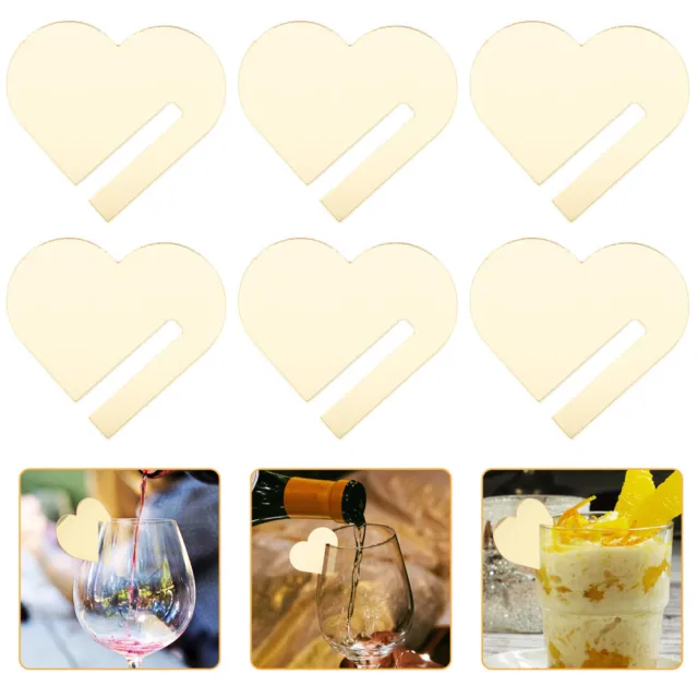 30 un. marcadores de vino acrílico marcador de vino en forma de corazón etiquetas de bebida acrílico corazón