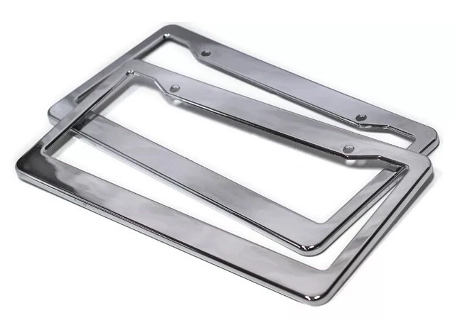 2pc ABS Chrome HD Plastic License Plate Frame Tag Cover Car SUV Van Truck
