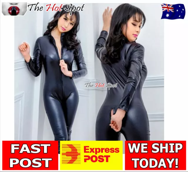 Skin Tight Body Suit Catsuit Lingerie Crotchless Cat Suit Sexy Cat Woman