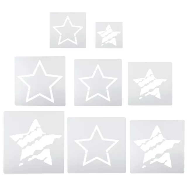 Colorear estrellas, 8 piezas plantillas reutilizables, estilo 2, blanco