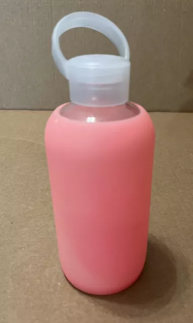 BKR Glass Water Bottle Pink  Silicone Sleeve 16 ounces