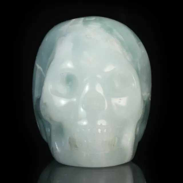 1.54"Man-made Green Obsidian  Hand Carved Crystal Skull #38E78