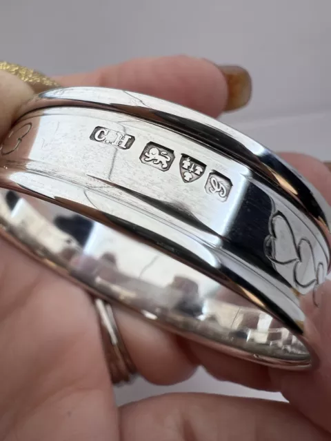 Sterling Silver Napkin Serviette Ring 1907 Initial 'P' Hearts Design 9.2g 12.5mm 2
