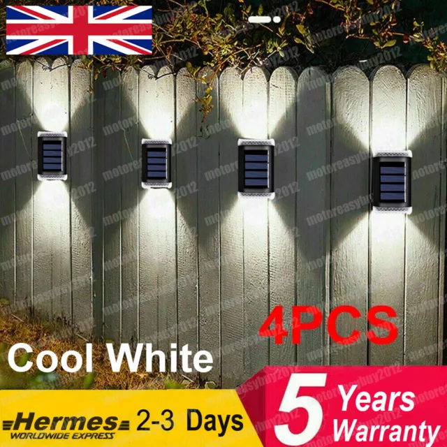 4x LED Solar Powered Fence Wall Lights Garden Lamp Step Path Decking Outdoor