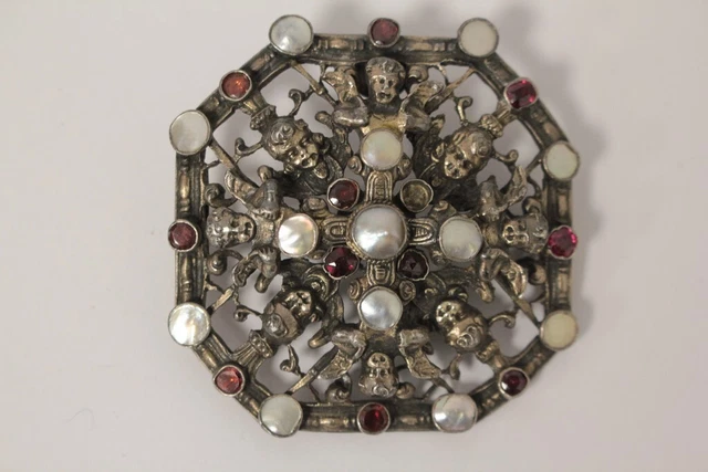 Superbe Broche En Argent Et Nacre Du Début Des Années 1900 - Bijou Vintage Occasion
