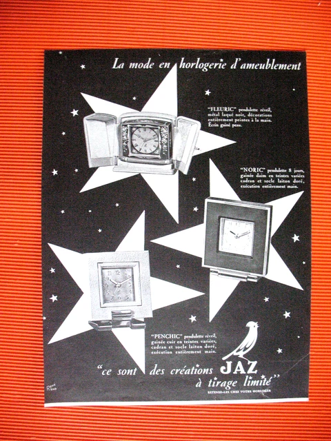 Publicite De Presse Jaz Reveil La Mode En Horlogerie D'ameublement Ad 1947