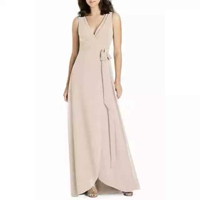 Jenny Packham Bridesmaids Wrap Gown 4 Sleeveless V-Neck Tulip Maxi Cameo JP1025