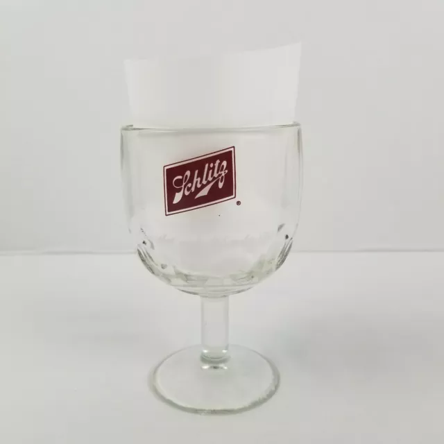 Vintage Collectible Schlitz Beer Logo Thumbprint Goblet Glass Stemmed 6" Tall