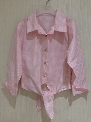 MARKS & SPENCER Girl’s Top Aged 9 Years 100% Cotton.Pink Checked With Tie Front