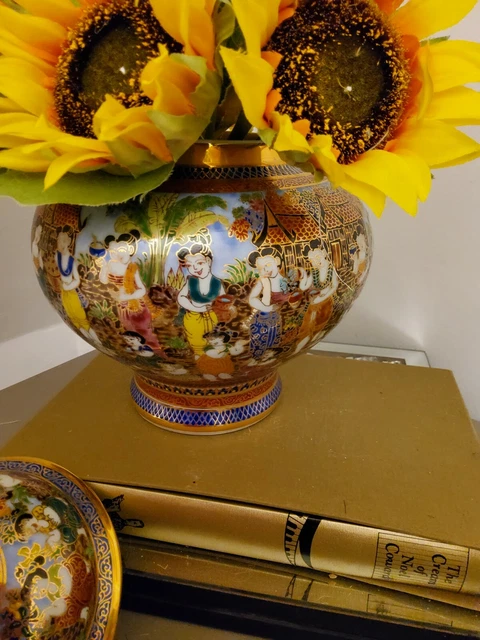 Vintage Ingwerglas mit vergoldetem hohen Tempeldeckel Geschenk atemberaubende chinesische Urne 6