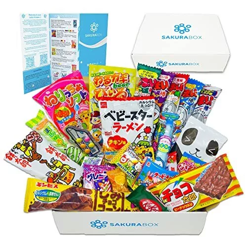 Sakura Box Japanese Snacks & Candy 30 Piece Dagashi Set Food Gift Box