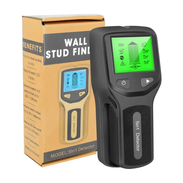 5 in 1 Digital Stud Finder Wood Metal Wire LCD Detector Wall Sensor Scanner W8P9