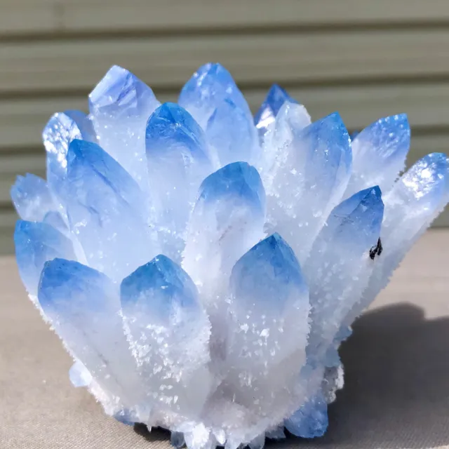370g  New Find blue Phantom Quartz Crystal Cluster Mineral Specimen Healing
