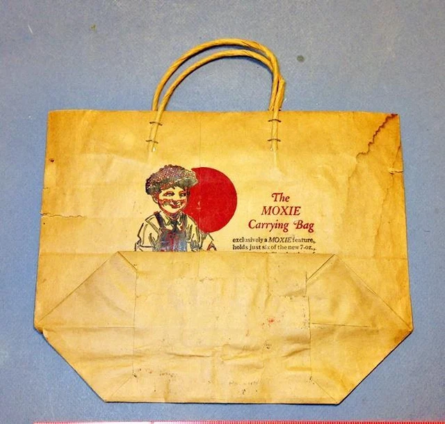 SCARCE Vintage MOXIE CARRYING BAG Boy Bottle c1930 Holds 6 7-Ounce AS IS /B