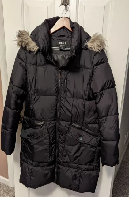 DKNY $220 Women's Faux Fur Trim Parka Jacket - DL0MP137 