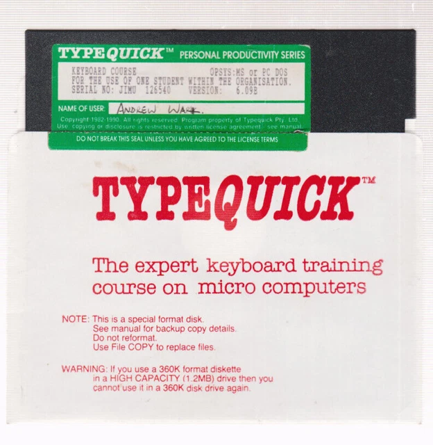 RARE VINTAGE TYPE QUICK Floppy Disk Keyboard Course 1990 Computers