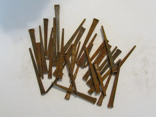 Lot of 35 Old Square Cut Nails 2 1/2" And 3" Steel Rusty Patina Restoration