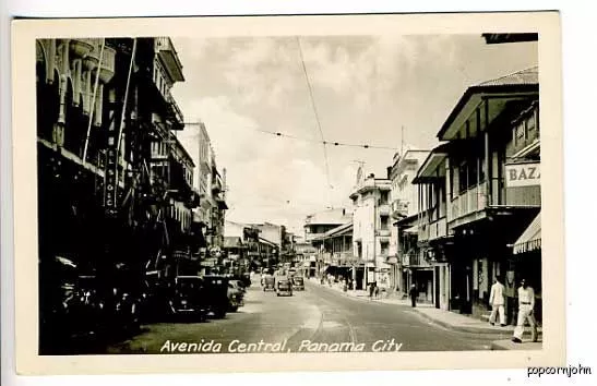 Panama Ciudad Calle Vista Antigua Cars RPPC Tarjeta Postal