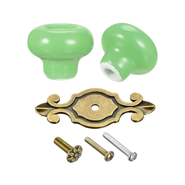32x26mm Vintage Ceramic Drawer Knobs Pulls for Dresser Bronze/Green 2Pcs