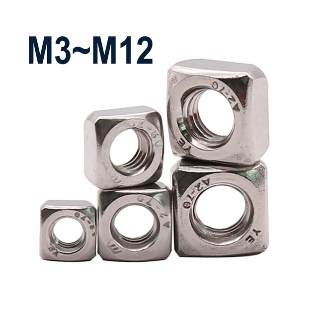 Square Nuts Metric A2 304 Stainless Steel Square Nuts M3 M4 M5 M6 M8 M10 M12