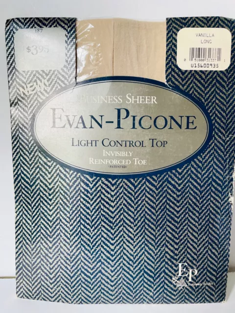 Nos Vtg Evan Picone Business Sheer Vanilla Light Control Top Pantyhose*Sz. Long