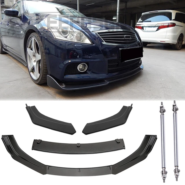 Carbon Fiber Front Bumper Lip Spoiler + Strut Rods For Infiniti G35 G37 Sedan