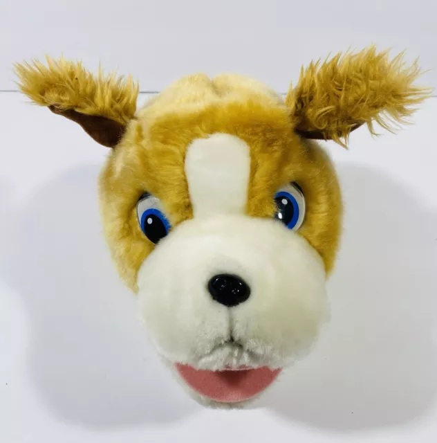 Poof Slinky Dog Head Hand Puppet Brown Spaniel Stuffed Plush Animal Toy Barks