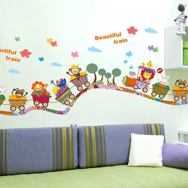 cartoon animal zoo circus train children diy`removable kids wall stickers dDSCR 3