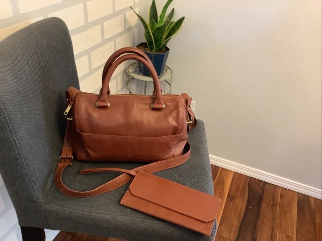 RACHEL ROY Daisy Pebbled Leather Cross-Body Satchel Bag & Wallet-EXCELLENT!