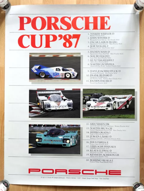 orginal Porsche Plakat Renn Poster "Porsche Cup" 1987 Kremer Porsche
