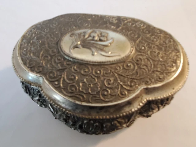 COFFRET BOITE A Bijoux En Porcelaine Decor Du Galion Floral Sur Pieds