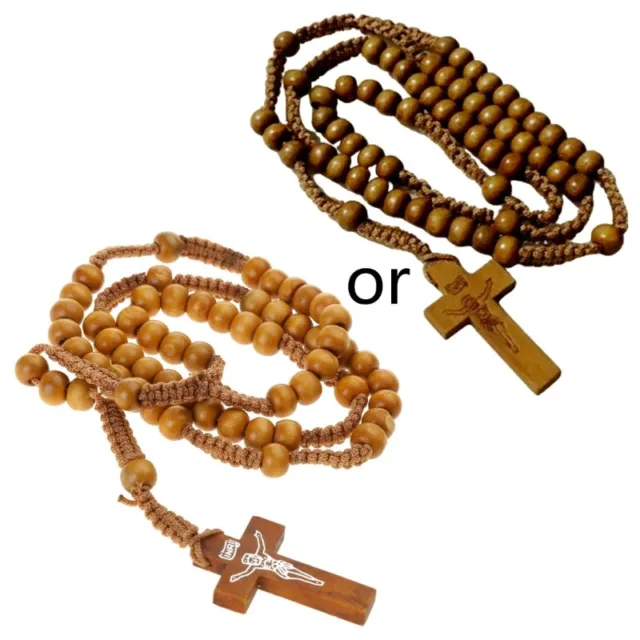Wood Beads Rosary Necklace Bead Hangable Pendant Accessory