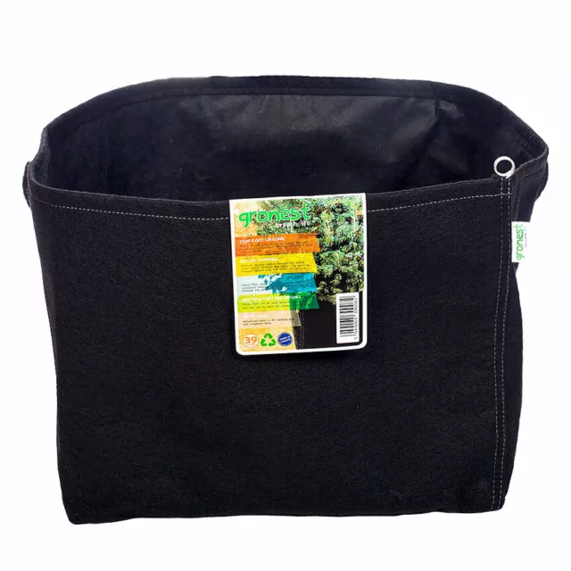 5 X GRONEST grow bag 39L Black handles safe roots fabric container Made in EU