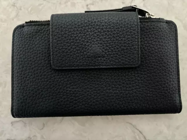 All Saints Black Textured Leather Wallet