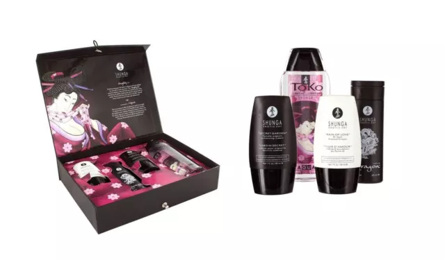 Shunga idée cadeau Coffret 4 produits de massage sensuel et coquin pour couple