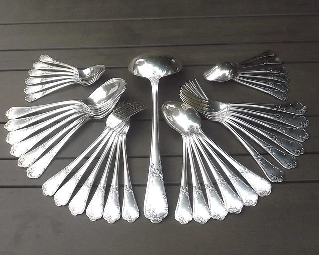 Goldfevrerie Sbf Menagere Style Louis Xv 37 Pieces Silver Metal Circa 1970 3