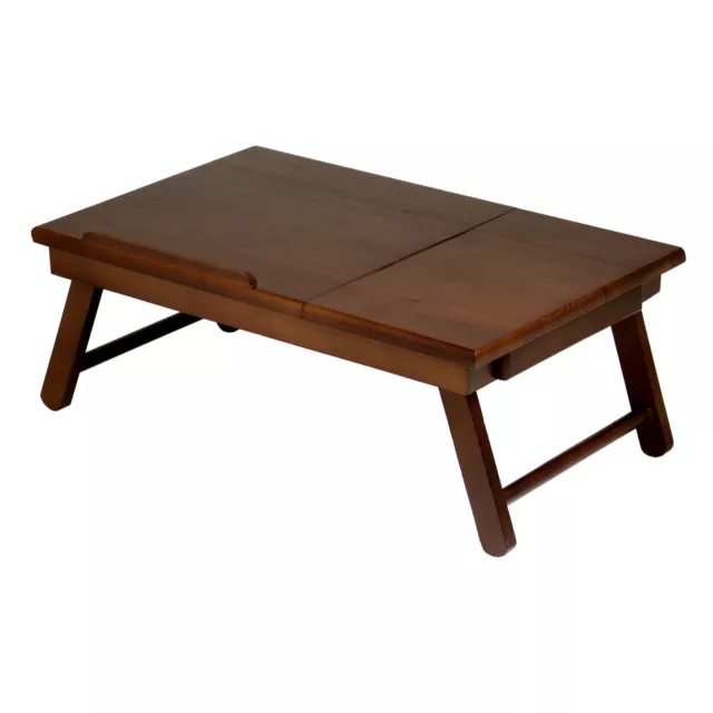 Alden Flip Top Desk, Tray with Drawer, Walnut