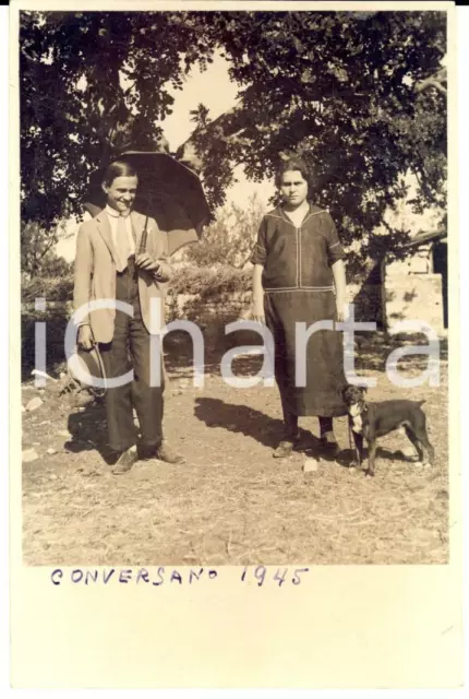 1925 CONVERSANO (BA) Coppia in campagna con l'ombrellino e il cane *Foto CURIOSA