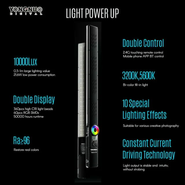 YONGNUO YN360III Pro RGB LED Video Light 3200K-5600K Handheld Stick 3