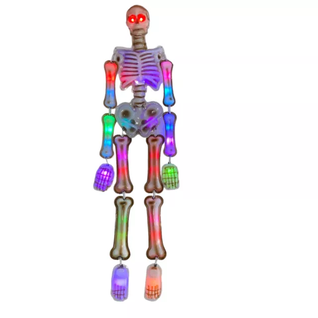 Lights Alive Hanging Skeleton Multi Color Creepy Laugh Halloween Decor 55 Inch