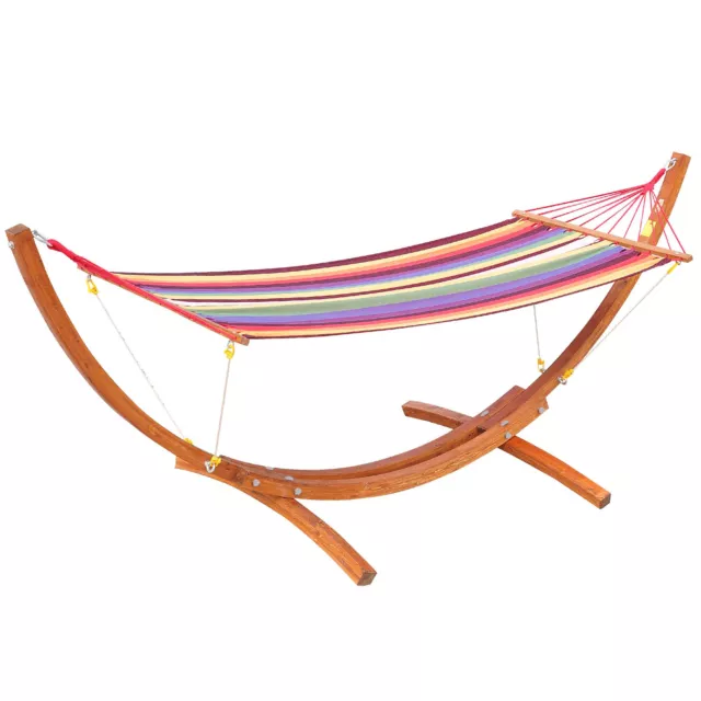 Outsunny Garden Outdoor Patio Wooden Frame Hammock Arc Stand Sun Swing Bed Seat