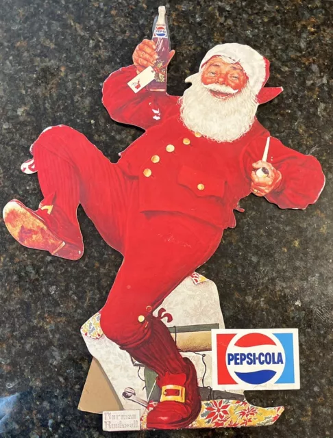 Rare Vintage Pepsi-Cola Santa Claus Cardboard Freestanding Advertisement Display