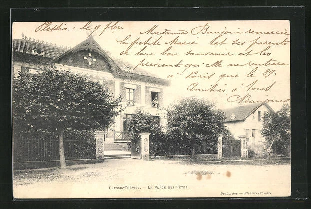 CPA Plessis-Treviso, La Place des Fetes 1903