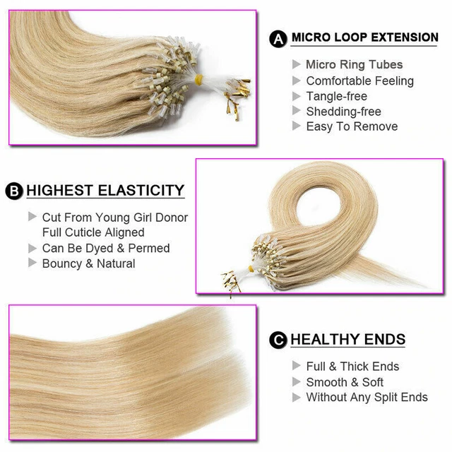 Extensions Cheveux 100% Humains Indiens Rémy – 100 Mèches 22" Rouge Vif – Micro-Anneaux Easy Loop Fenicy